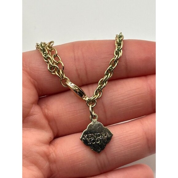 Kendra Scott Gold Chain Necklace With Pink Oval Stone & Tassel Pendant - Picture 5 of 6